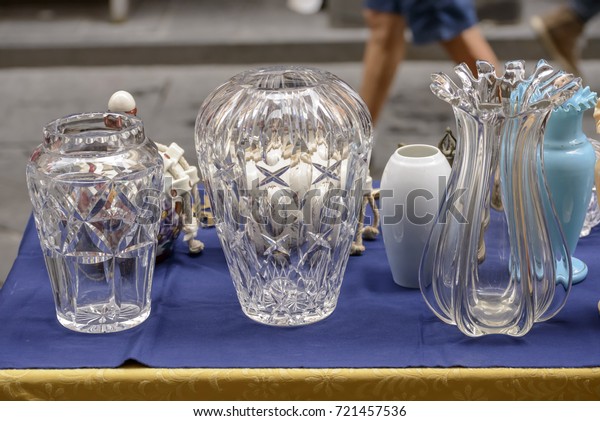 Crystal Clear Vintage Vases On Sale Stock Photo Edit Now 721457536