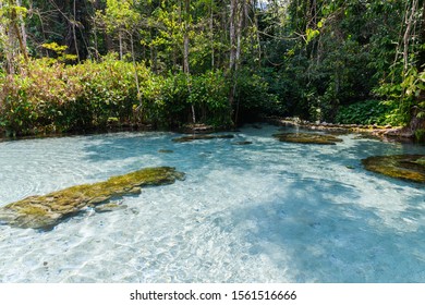 Crystal Clear Water At Ban Nam Rad Watershed Forest In Surat Thani/unseen Thailand, Travel Concept