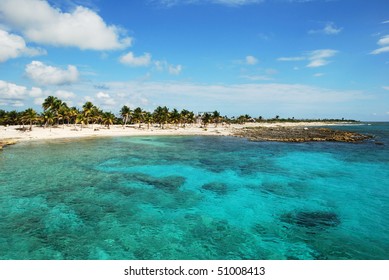 Crystal Clear Water On Costa Maya Beach (Mexico).