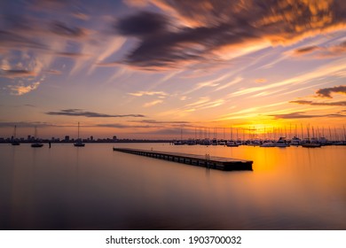 Crystal Clear Water Of Swan River With Boat Harbor View 