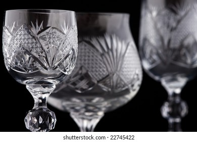 Crystal Cut Glass On Black Background