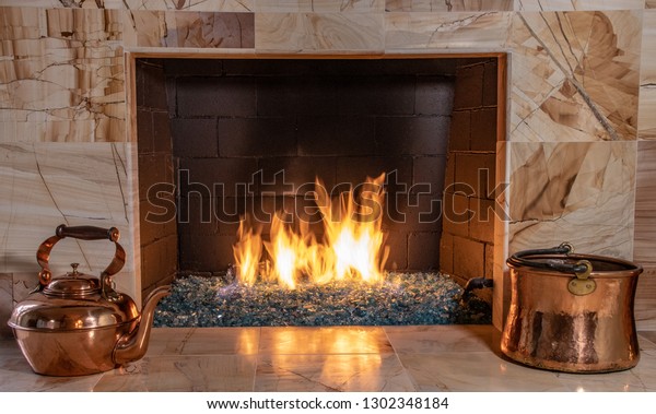 Crystal Glass Fireplace Stock Photo Edit Now 1302348184