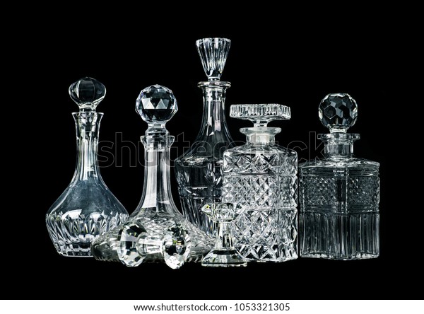 Crystal Glassware isolated\
on black 