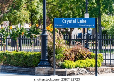 Crystal Lake, Illinois, United States of America - September 9th 2023:  Crystal Lake Illinois Downtown Drone Photography