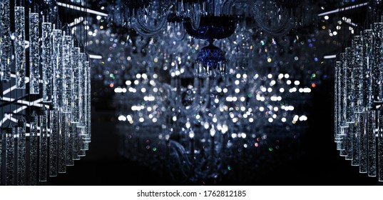 Crystal  Modern Chandelier And Vintage Ornamental Light Fixture Designed To Be Mounted On Ceiling (banner Size)