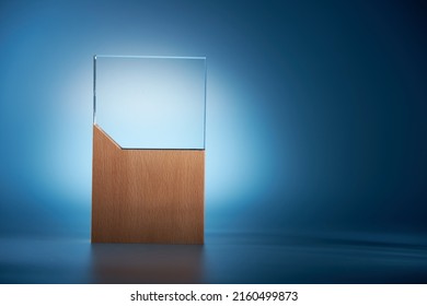 Crystal Trophy Against Blue Background