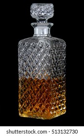 Crystal Whisky Decanter Isolated On A Black Background