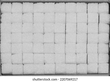 Crystal White Sugar Cubes Texture Background Detail