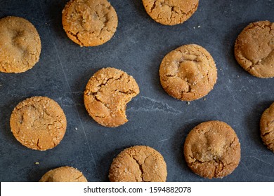 Crystalized Ginger Molasses Cookies On Slate