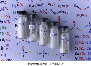 Crystalline Substances That Paint The Flame In Different Colors, Nitrates: Sodium, Potassium, Calcium, Magnesium, Barium.