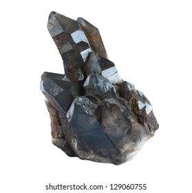 Crystals Of Black Quartz It Is Isolated On A White Background