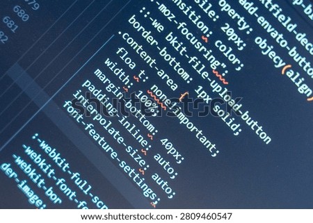 Css code snippet on a digital screen, representing technology, web development, and coding