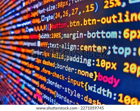 Css3 code on a colorful background. Software background coding screen of source code of developer programming language data. Implementing SEO concepts for better SERP. PHP synta