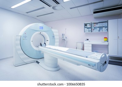 CT - Computerized Tomography Scan Device in Hospital. Medical Equipment and Health Care.