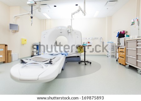 CT scan machine in examination room