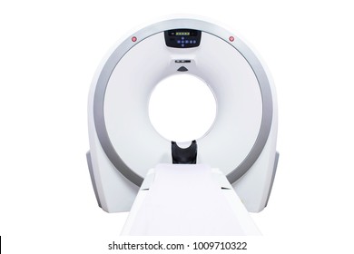 CT Scan Machine In Radiology Room On White Background.