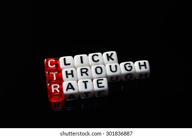 CTR Click Trough Rate  text written  on dices on black 