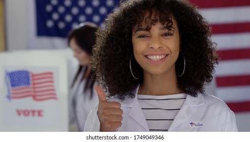 CU Young Hispanic Woman In White Lab Coat With 