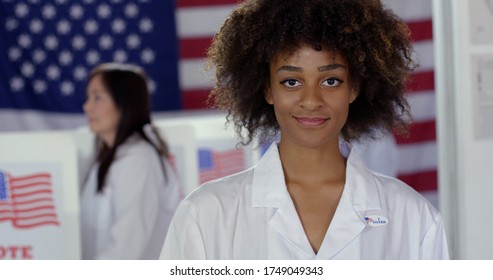 CU Young Mixed-race Woman In White Lab Coat With 