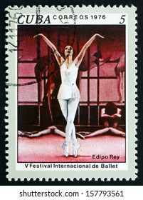 CUBA - CIRCA 1976: A Stamp Printed In The Cuba Shows Scene From Ballet Oedipus Rex, 5th International Ballet Festival, Havana, Circa 1976