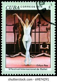 CUBA - CIRCA 1976: A Stamp Printed By Cuba  Shows The Scene From Ballet Oedipus Rex, 5th International Ballet Festival, Havana Series, Circa 1976