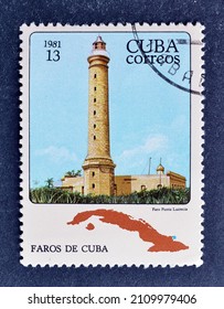Cuba - circa 1981 : Cancelled postage stamp printed by Cuba, that shows "Punta Lukrecia", Holguín, circa 1981.