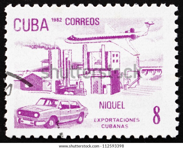 CUBA - CIRCA 1982: a stamp printed in\
the Cuba shows Nickel, Cuban Export, circa\
1982