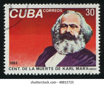 CUBA - CIRCA 1983: stamp printed by Cuba, shows portrait of the man. Karl Marx , circa 1983.