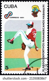 CUBA - CIRCA 1991: A Stamp Printed In Cuba Shows Baseball, 11th Pan American Games, Havana, Circa 1991