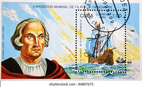 CUBA - CIRCA 1992: A Stamp Printed In Cuba Shows The Frigate Ship Of Christopher Columbus, Circa 1992