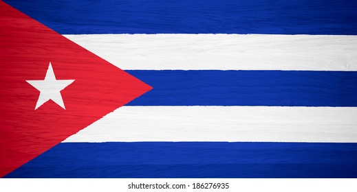 Cuba Flag On Wood Texture