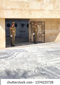 Cuba. Santiago De Cuba. April 2019. Guard In Front Of The Mausoleum.