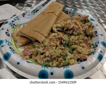 A Cuban Breakfast Of Scrambled Eggs And Cuban Bread