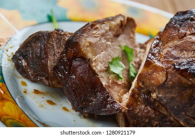 Cuban Pork Shoulder, Traditional Christmas Meal In Cuban Households.