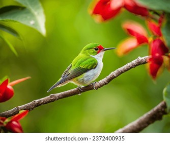 Cuban tody (Todus multicolor) bird standing on a tree