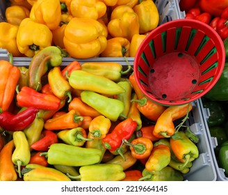 Cubanelle, also known as "Cuban pepper" and "Italian frying pepper" is a variety of sweet pepper of the species Capsicum annuum. When unripe, it is light yellowish-green in color
 - Shutterstock ID 2219664145
