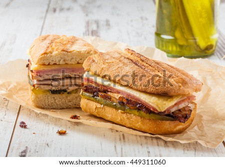 Cubanito. Traditional Cuban Sandwich with Ham, Pork and Cheese