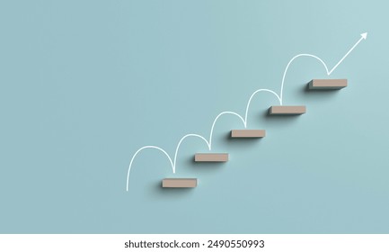 Cube block wooden step process jump line white copy space hr human resource motivation success inspiration achievement aspiration idea sport freedom goal growth career opportunity planning.3d render - Powered by Shutterstock