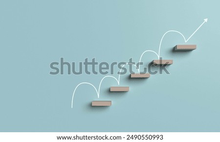 Cube block wooden step process jump line white copy space hr human resource motivation success inspiration achievement aspiration idea sport freedom goal growth career opportunity planning.3d render