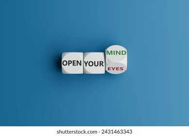 a cube changes from the expression 'open your eyes' to 'open your mind