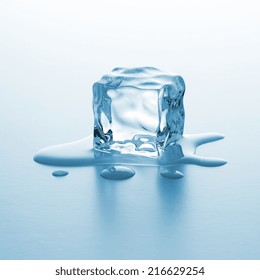 Cube Of Ice Is Melting