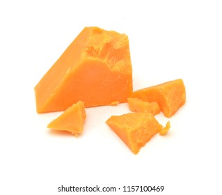 Cubes Of Cheddar Cheese Isolated On White 