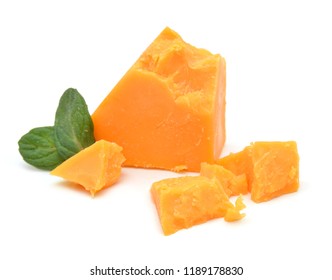 Cubes Of Cheddar Cheese Isolated On White 