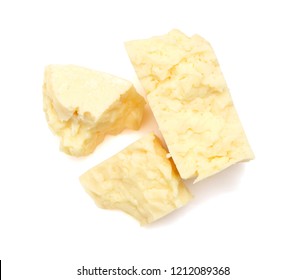 Cubes Of Cheddar Cheese Isolated On White 