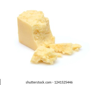 Cubes Of Cheddar Cheese Isolated On White 