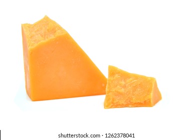 Cubes Of Cheddar Cheese Isolated On White 