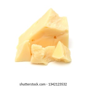 Cubes Of Cheddar Cheese Isolated On White 