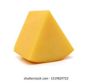 Cubes Of Cheddar Cheese Isolated On White 