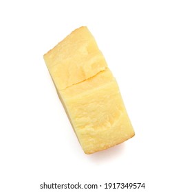 Cubes Of Cheddar Cheese Isolated On White 