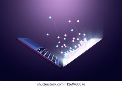 Cubes coming out from computer laptop screen - Powered by Shutterstock - Get 15% off with code: PIKWIZARD15